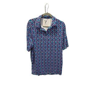 Mens 1776 Short-Sleeve Polo Shirt With Print Size M Blue/White Polo